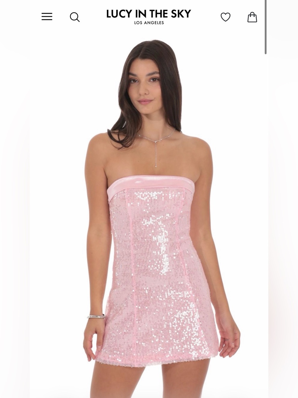 LUCY IN THE SKY STRAPLESS PINK SEQUENCE MINI DRESS SIZE S ‼️‼️